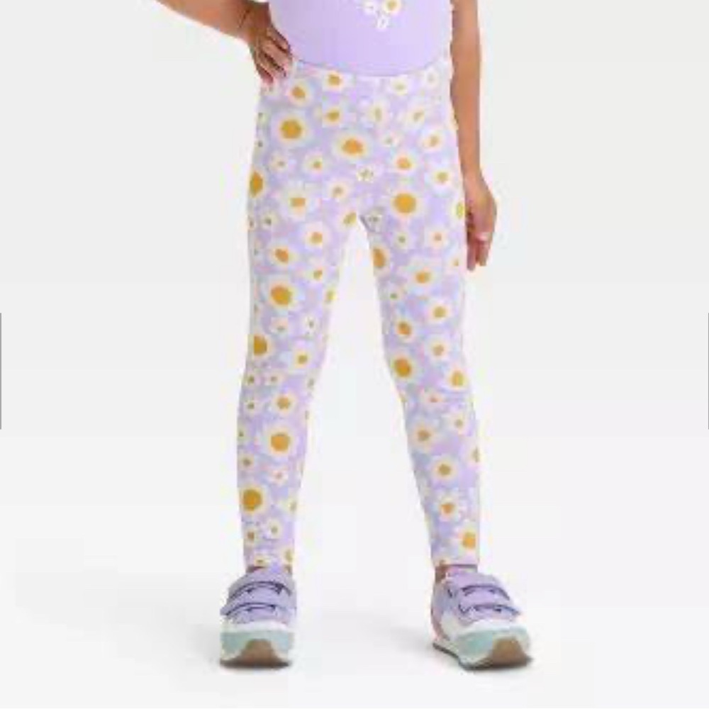 Cat & Jack Toddler Girls’ Leggings - 5T Toddler Girl Clothes - Purple/Cream